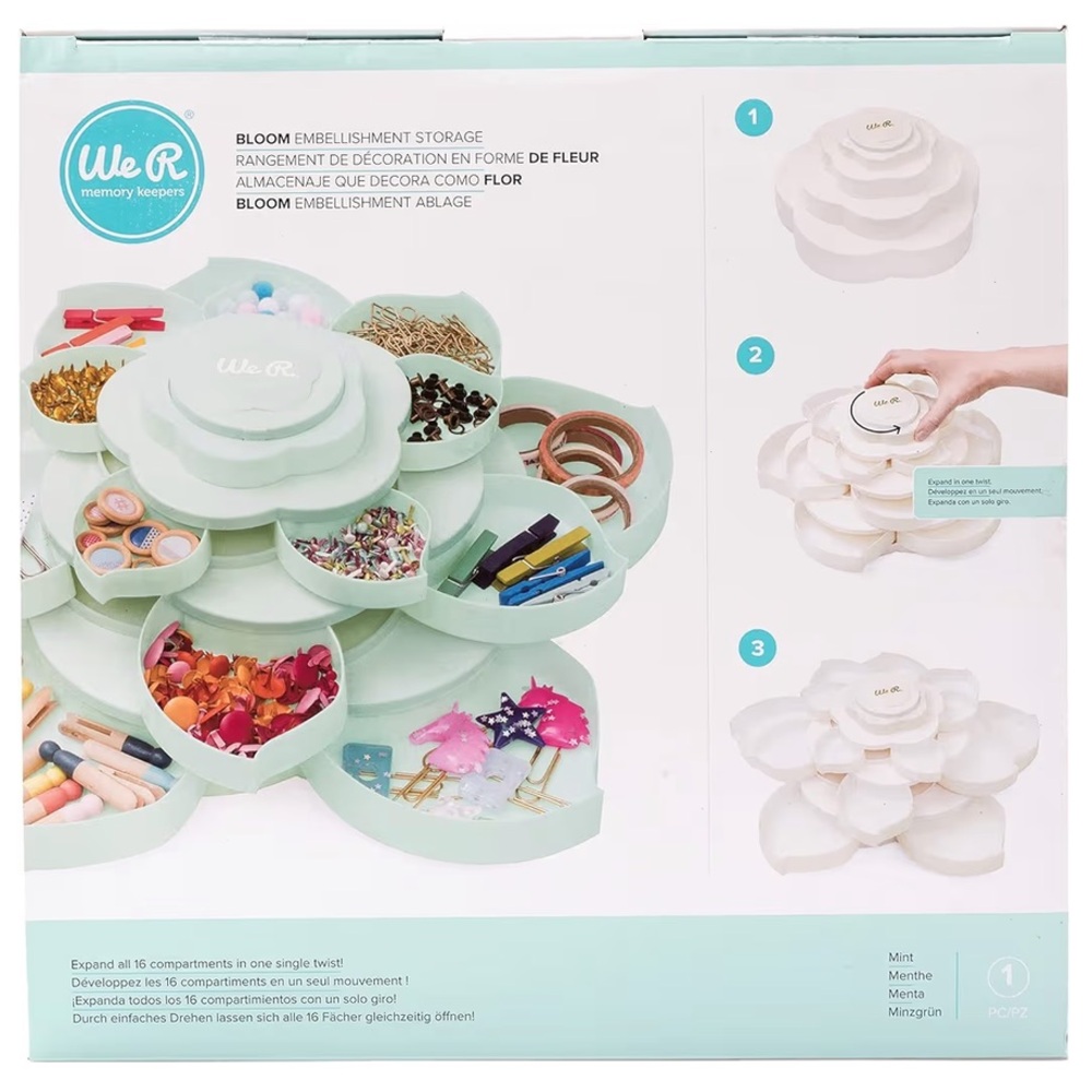 WE R MEMORY KEEPERS Bloom Embellishment Storage, Mint Green Twist Craft Decor